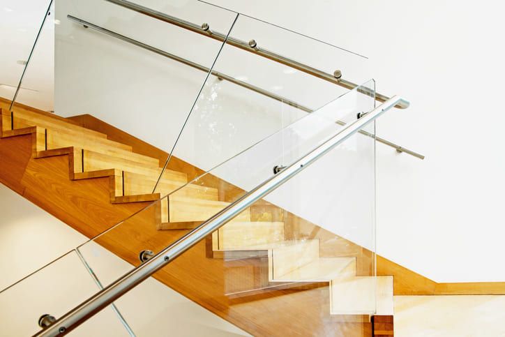 Sleek glass railing with stainless steel fittings in Churchill Meadows, Mississauga property