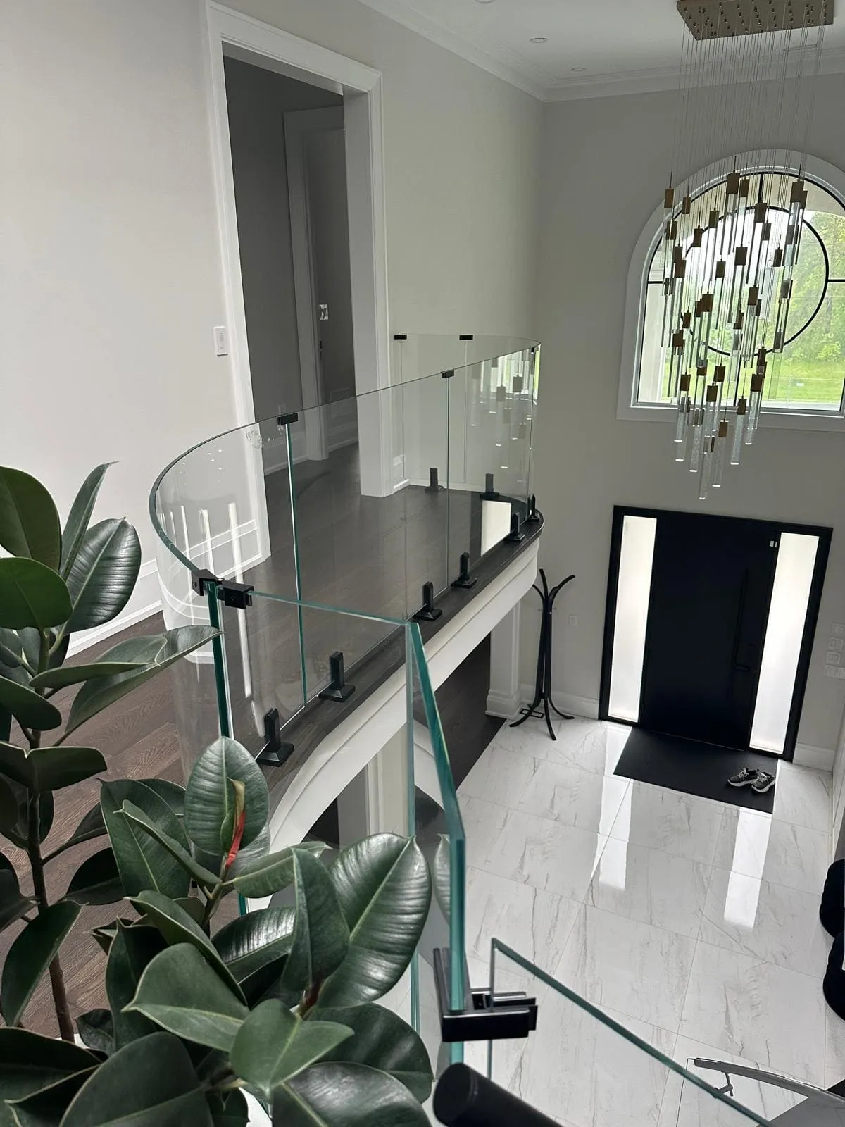 Curved glass railings