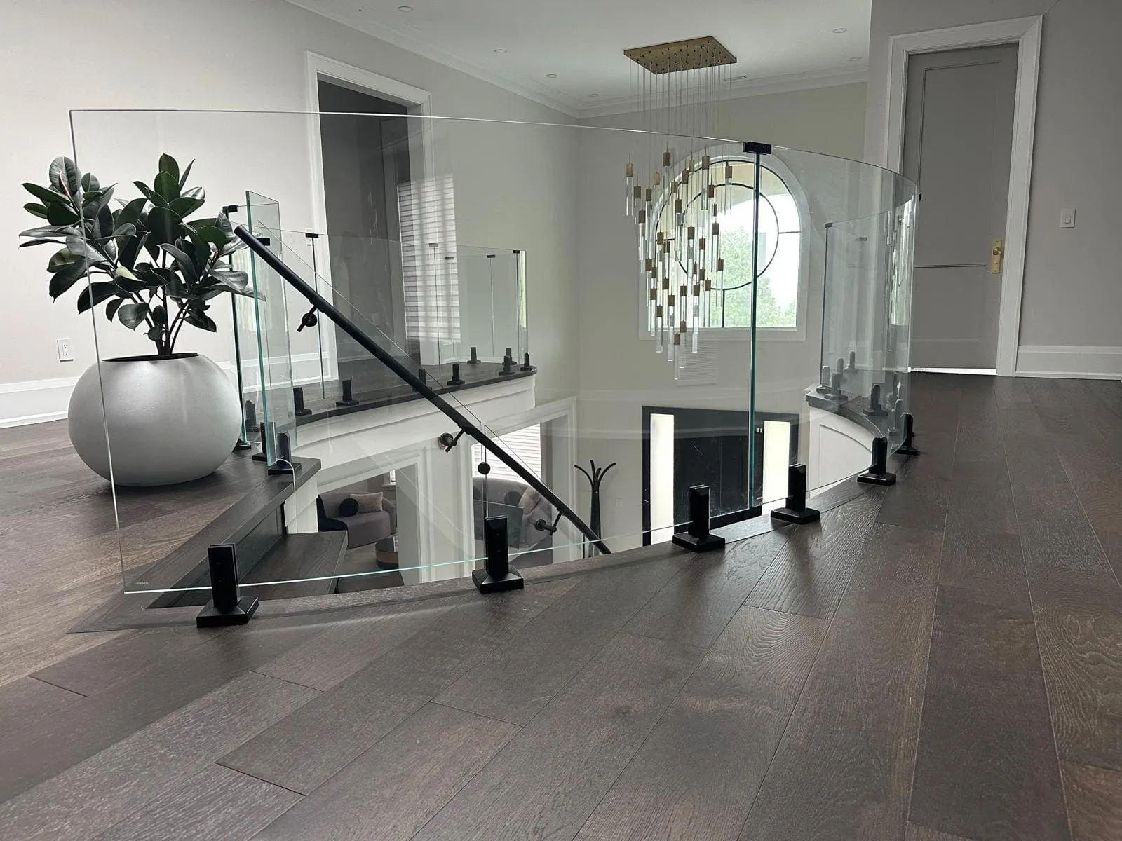 Curved glass railings